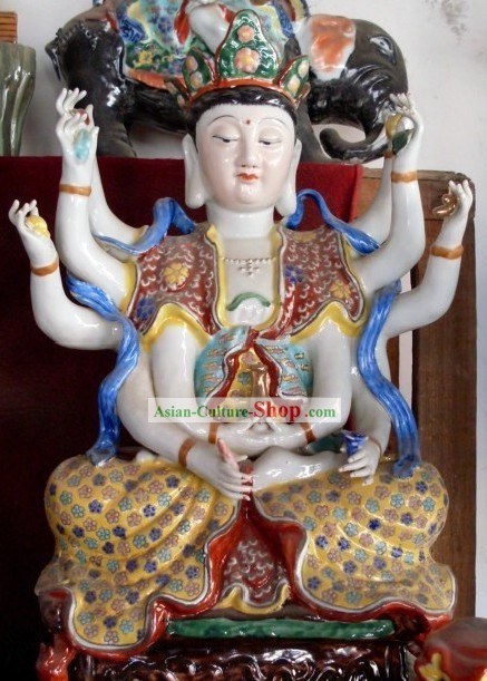 Chino tradicional y artesanal Buda Cerámica estatua