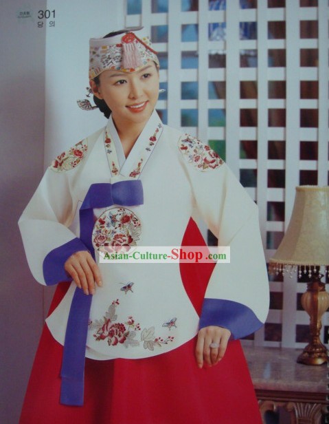 Gorgeous Embroidered Flower Korean Hanbok Complete Set for Women