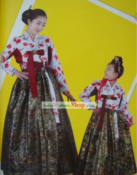 Корейский Традиционный ручной работы ханбок для Мать и дочь (2 комплекта)