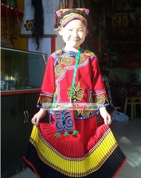 Tradicional china Yi trajes de las Minorías y sombrero para los niños