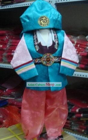 Coréenne hanbok traditionnel à la main des garçons (bleu)