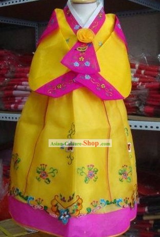 Korean Traditional Handmade Hanbok for Children Girls (yellow)