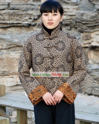 Chinese Traditional Mandarin Ancient Style Cotton Overcoat for Women