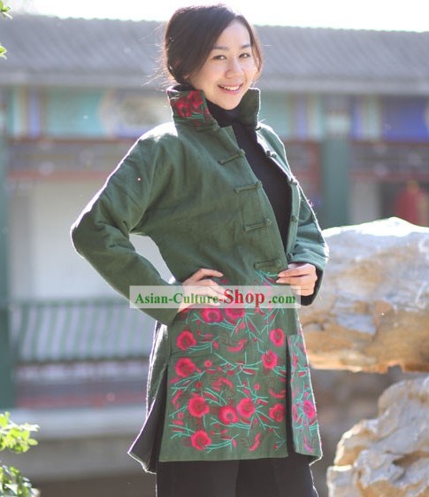 Классическая Китайская ручной работы и вышитые народные Цветочные куртка хлопка для женщин