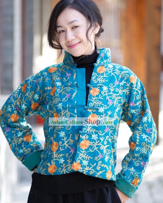 Clásica china popular a mano y bordado Blusa de algodón para mujeres