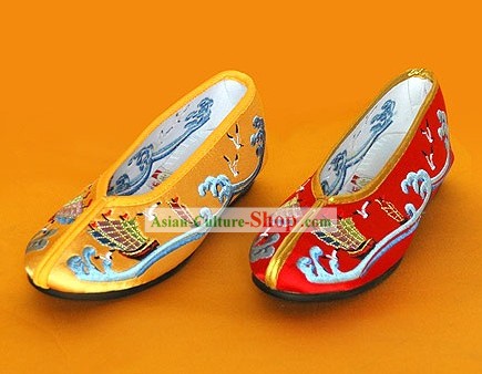 Clásico chino bordado zapatos hechos a mano para niños - Sea World