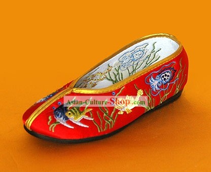 Chinese Classic Handmade Embroidered Shoes for Children - Sea World
