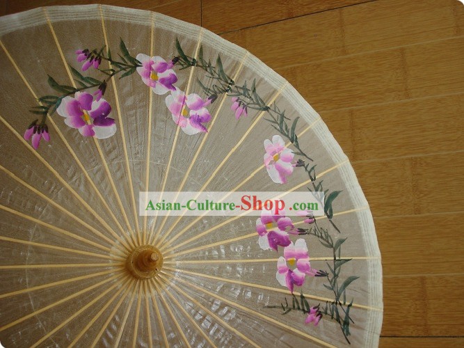 Chinese Classic Transparent Hand Painted Umbrella - Morning Glory
