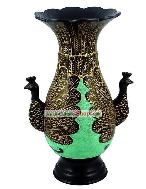 Chinese Traditional Longshan Black Pottery - Peacock