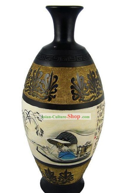 Cinese tradizionale Longshan Nero Ceramica - Paesaggio Classica