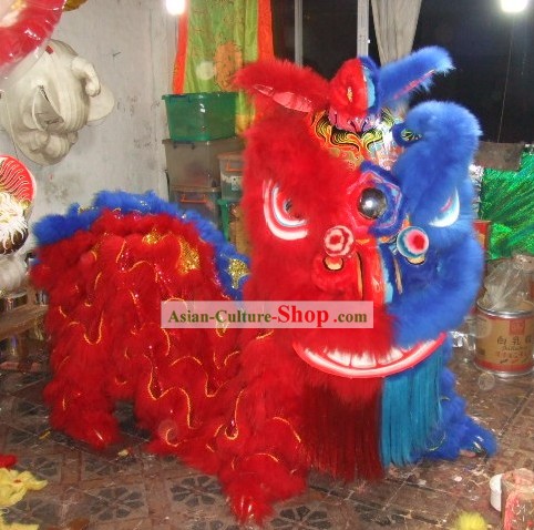Suprême traditionnel main chanceux Feng Shui Laine Longue Danse du Lion Costumes Full Set