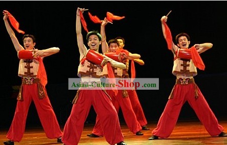 Tradicional China cintura trajes de tambor y danza Drum Set para hombres