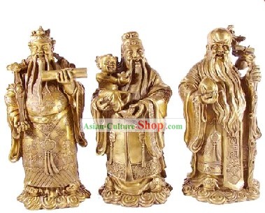 Chinese Traditional Feng Shui God of Luck Health Wealth (3 Statues Set)