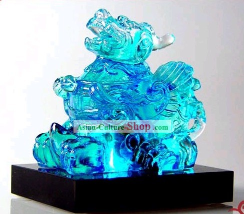 Chinese Classic Kai Guang Blue Colored Glaze Pi Xiu (avoid bad and bring luck)