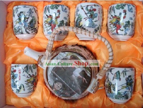 Clásico chino Jing De Zhen cerámica Artes Marciales 7 piezas Set Vajilla