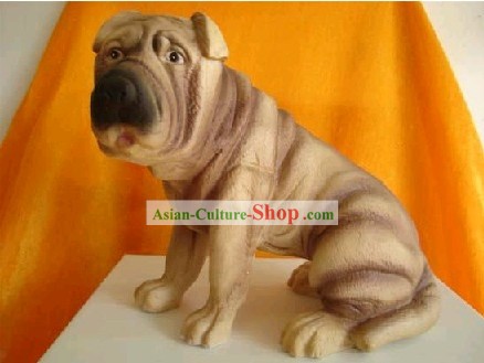 Clássico chinês Jing De Zhen Estátua Ceramic Dog 1