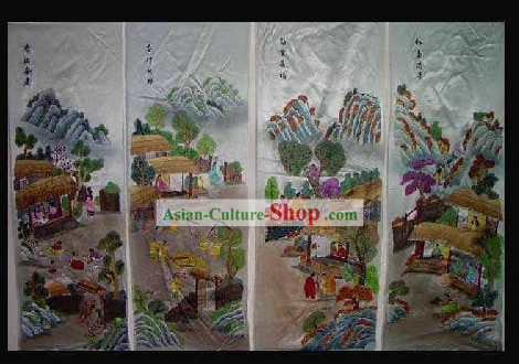Supremo de China Artesanía Manos colección bordado - La gente de Four Seasons (cuatro jugadas a balón parado)