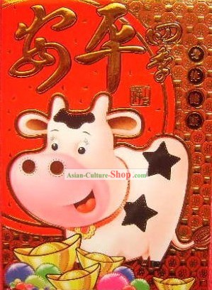 Nouvel An chinois classique Ang Pow-Rouge Enveloppe - Vache