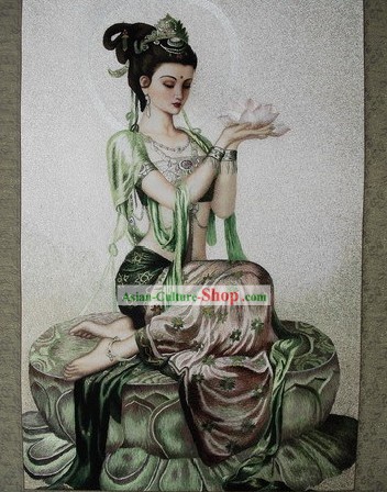Supremo chinês Todos os Artesanato Bordados Mão - Lotus Kwa-yin