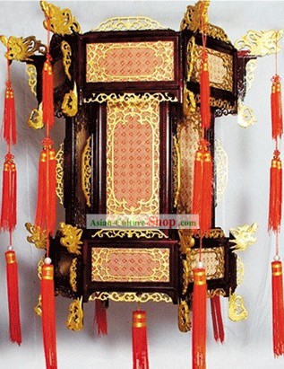 Gran mano tradicional china tallada de madera natural linterna palacio