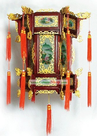 Mão tradicional chinesa grandes Carved Natural Madeira Palace Lantern