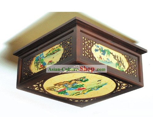 Mano tradicional china tallada Palacio de madera natural Linterna de techo