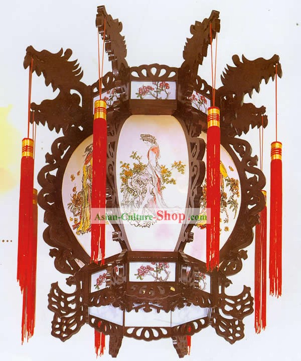 23 Polegadas Grande Lanterna Teto chinês Archaize madeira - Belezas Antiga e Flor