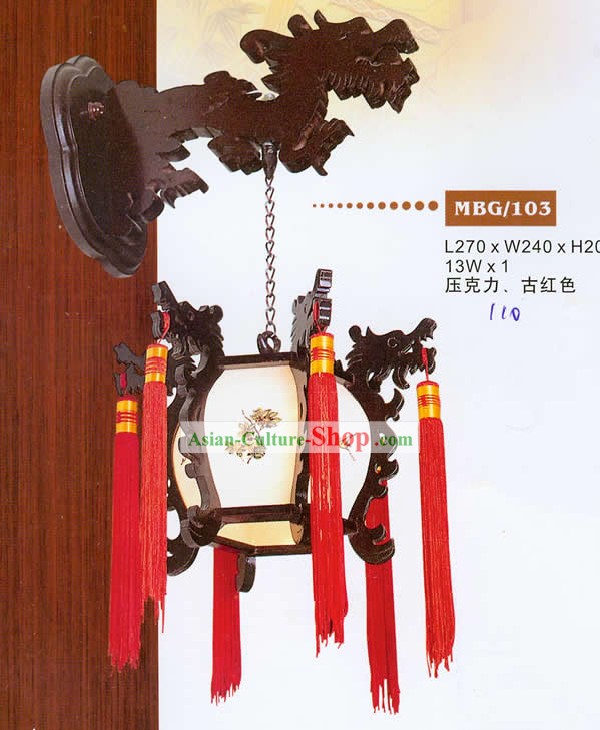 중국어 핸드가 만든 나무 드래곤과 꽃 벽 랜턴 조각된 - 플라워