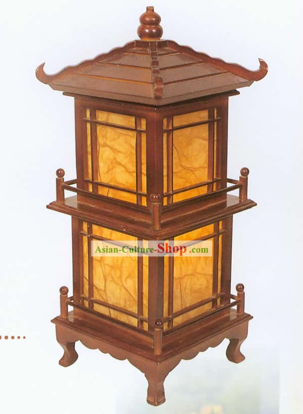 Chinese Hand Carved Two Layers Tower Shape Reading Lantern