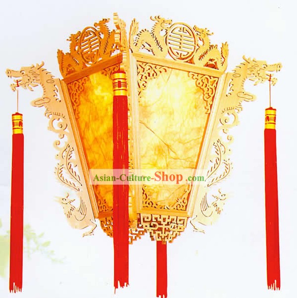 Chinese Classical Natural Double Dragons Palace Ceiling Lantern