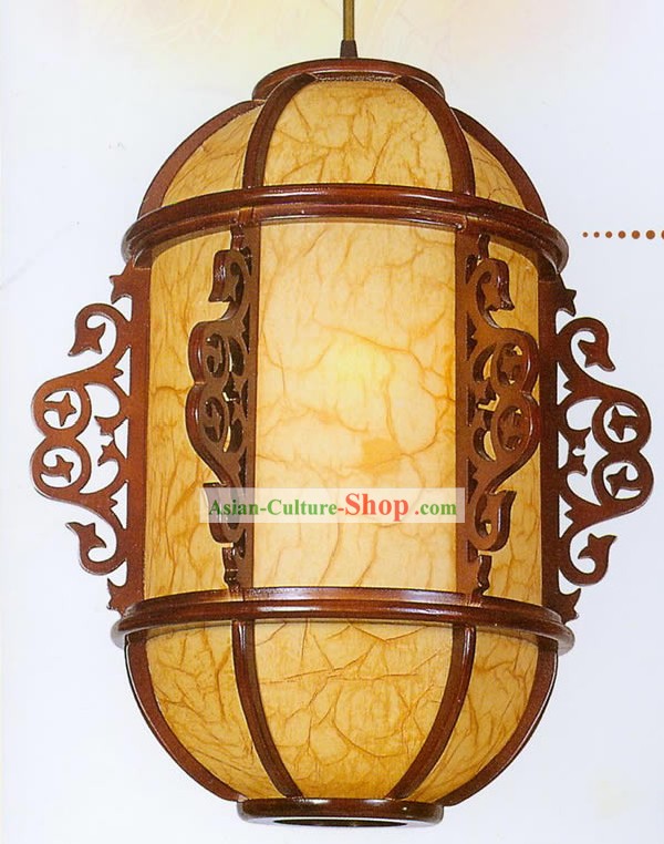 21 Inches Chinese Traditional Hand Made Carved Wooden Ceiling Lantern