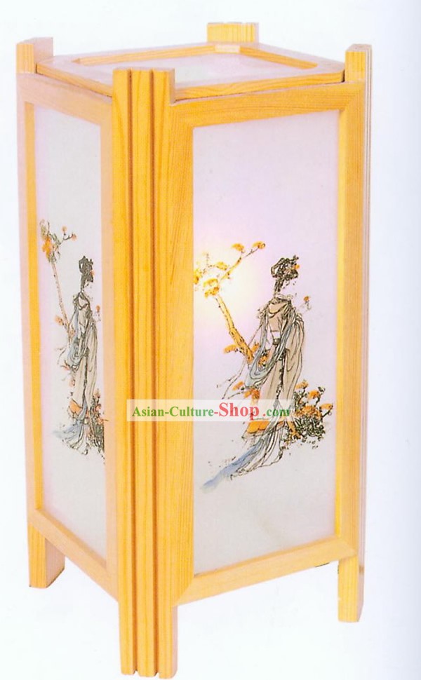 Mão chinês fez Antiga Beleza Lantern Posto de madeira