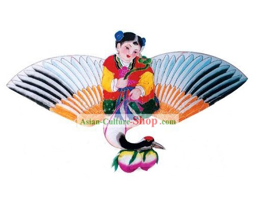 Mano China clásica pintada y Made Kite - Muchacho en la grúa