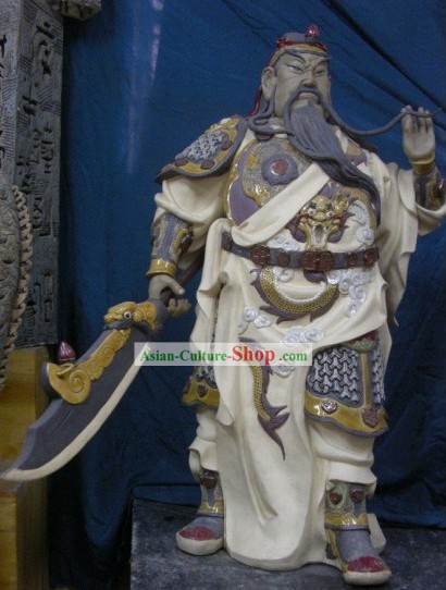 Chino clásico cerámica Shiwan Estatua Colección de Artes - Guan Yu