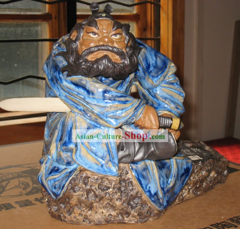Chinês clássico Shiwan Cerâmica Statue - Zhong Kui (O Deus que chama Ghosts)
