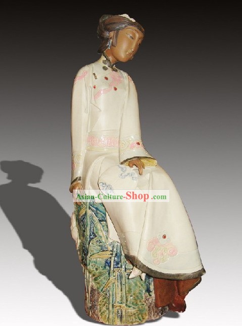Chinese Classic Shiwan Keramik Statue Arts Collection - Watching Blume in Sunset