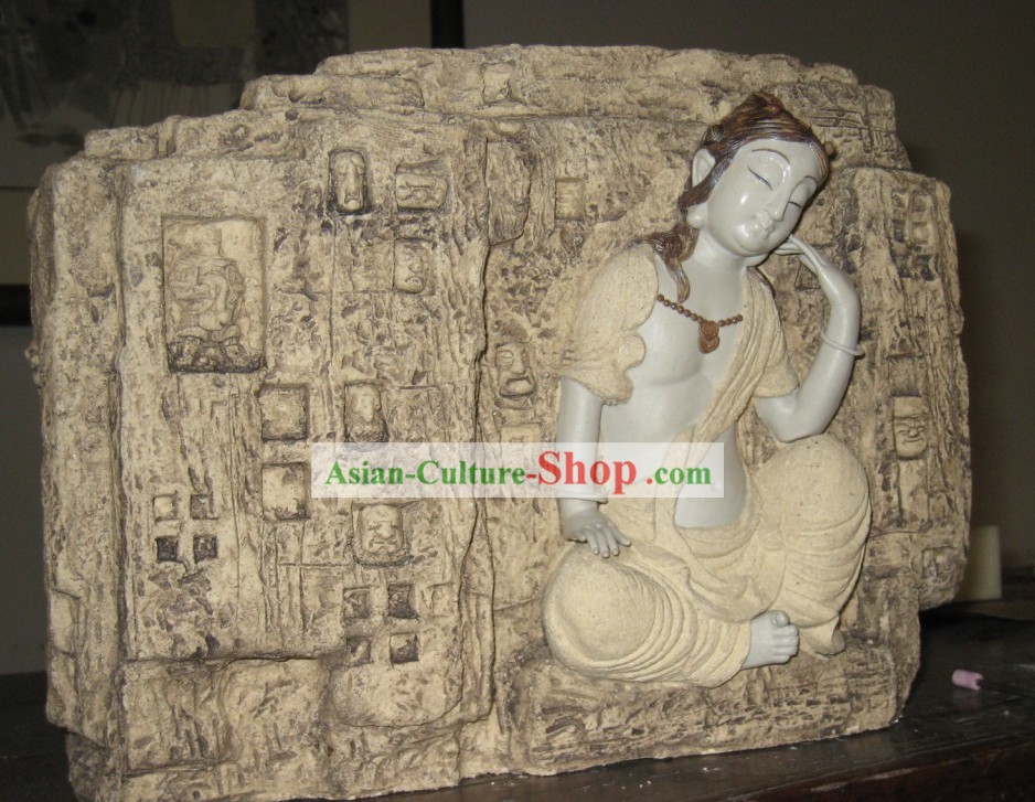 Cinese classico Shiwan Ceramica Collezione Statua Arts - Bodhisattva Thinking
