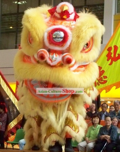 Concours suprême et défilé de laine longue moutons Sud Costumes de Danse du Lion Complete Set (jaune)