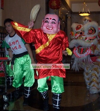 Célébration heureuse Rire Homme Bouddha Masque, Costumes et Belt Set