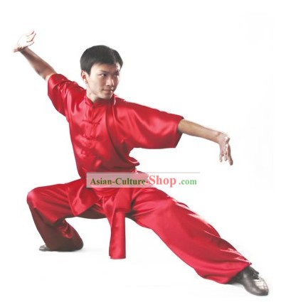 Silk chinês tradicional e Cotton Uniform Changquan Longo punho para homens