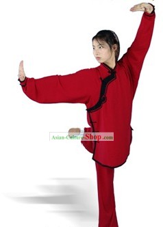 Chinese Traditional Silk and Cotton Kung Fu Uniform for Women with Lute Button