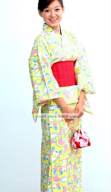 Bolso tradicional kimono japonés y Set Geta completa