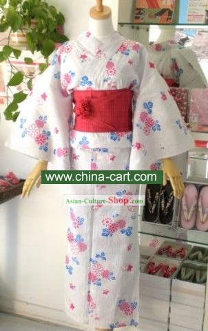 Traditionelle Daisy japanischen Kimono Handtasche und Geta Full Set