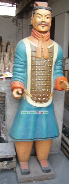 Taille 73 pouces coloré réel chinoise Terra Cotta Guerrier Statue - Civils