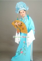 Chinese Traditional Ancient Young Men Costumes Complete Set (light blue)