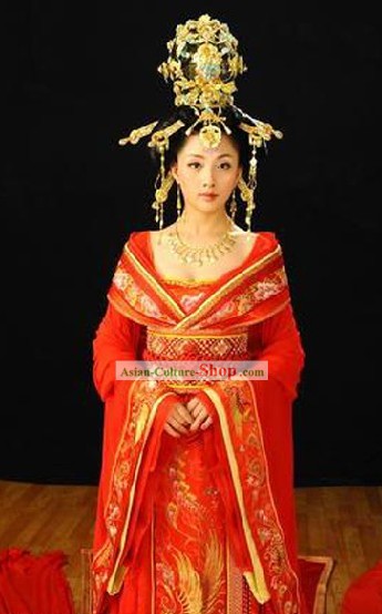 China, Dinastía Tang antiguo Palacio de los trajes de boda emperatriz Phoenix juego completo