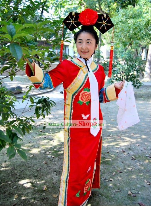 Ancient Chinese Princess Long Robe and Hat Complete Set