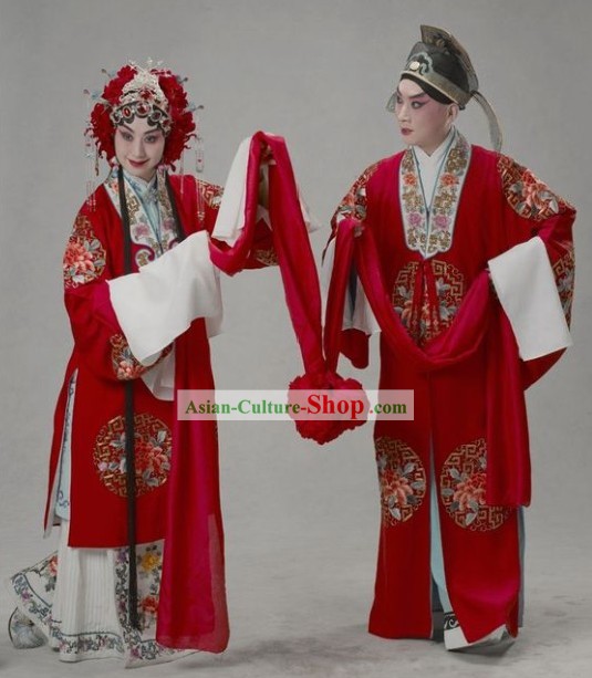 Novia china tradicional y vestidos de novia y novio Hat completa 2 juegos