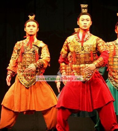 Chinese Terra Cotta Guerreiro Hat e Dança Set Costume