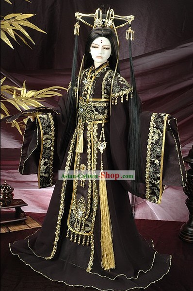 Chinese Traditional Emperor Costume and Hat Complete Set